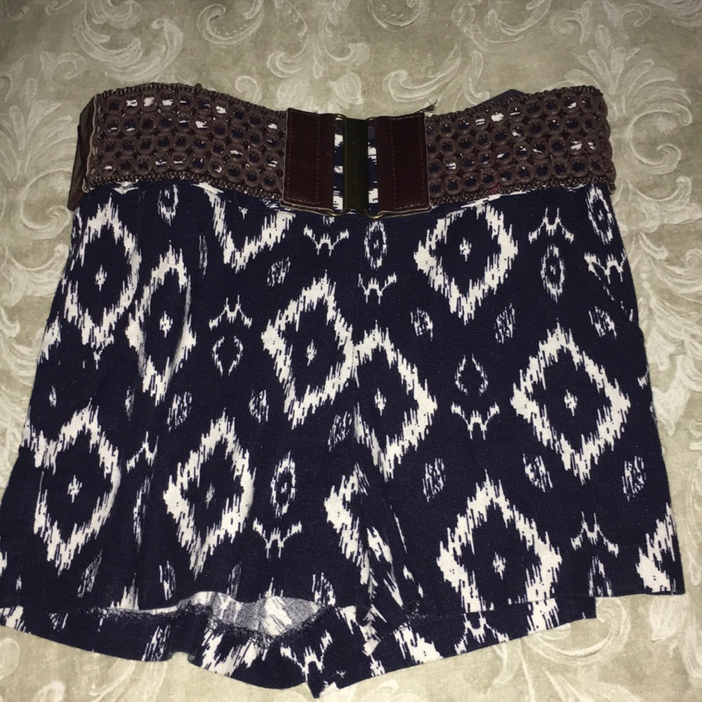 Charlotte Russe navy and white high waisted shorts